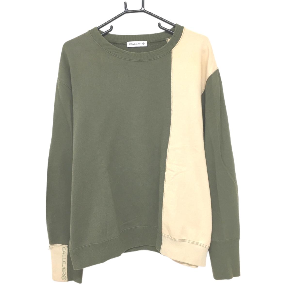 カジェヘラ トレーナー カーキ×ライトベージュ 切替 裏起毛 メンズ 6(XL) ゴルフウェア CALLEJERA