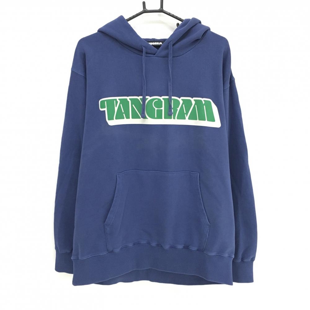 【美品】タングラム パーカー ネイビー ビッグプリント トレーナー メンズ L ゴルフウェア TANGRAM