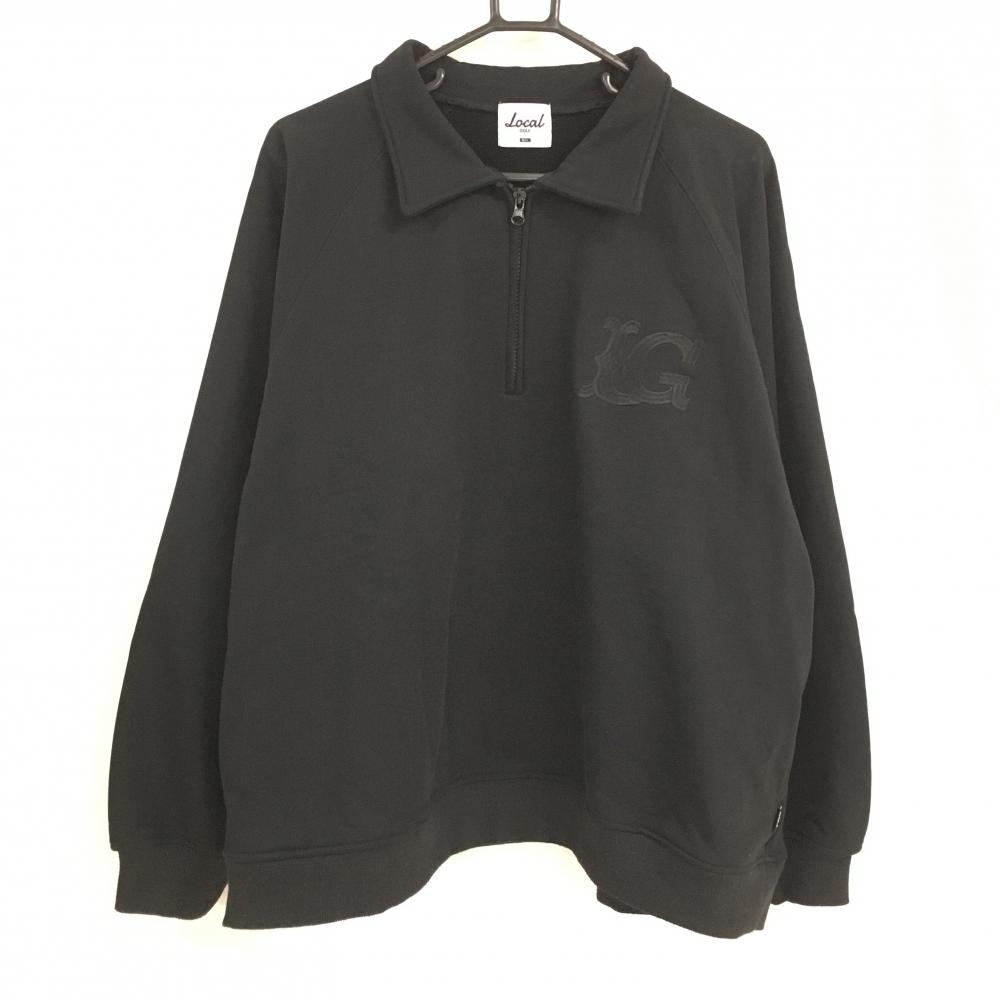 【美品】ローカルゴルフ 襟付トレーナー 黒 ハーフジップ スウェット メンズ M/L ゴルフウェア Local Golf