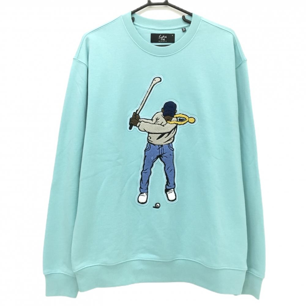 【美品】イーストサイドゴルフ トレーナー ライトブルー ビッグワッペン  メンズ L ゴルフウェア Eastside Golf