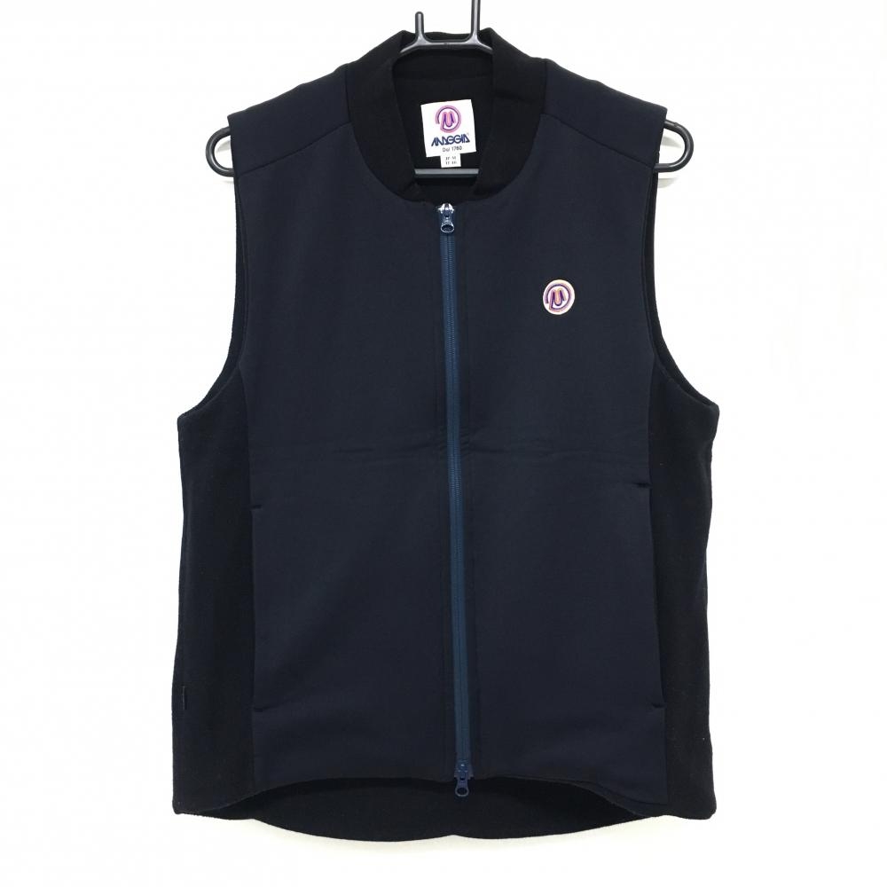 【美品】マッジア アウターベスト ネイビー サイド・ネックフリース メッシュ裏地  メンズ M ゴルフウェア MAGGIA