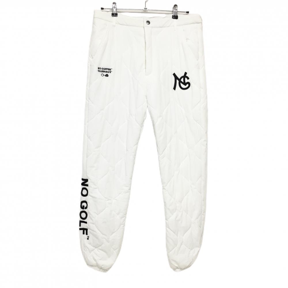 【超美品】ノーコーヒー×クラブハウス 中綿パンツ 白×黒 キルティング 裾ドローコード メンズ XL ゴルフウェア NO COFFEE