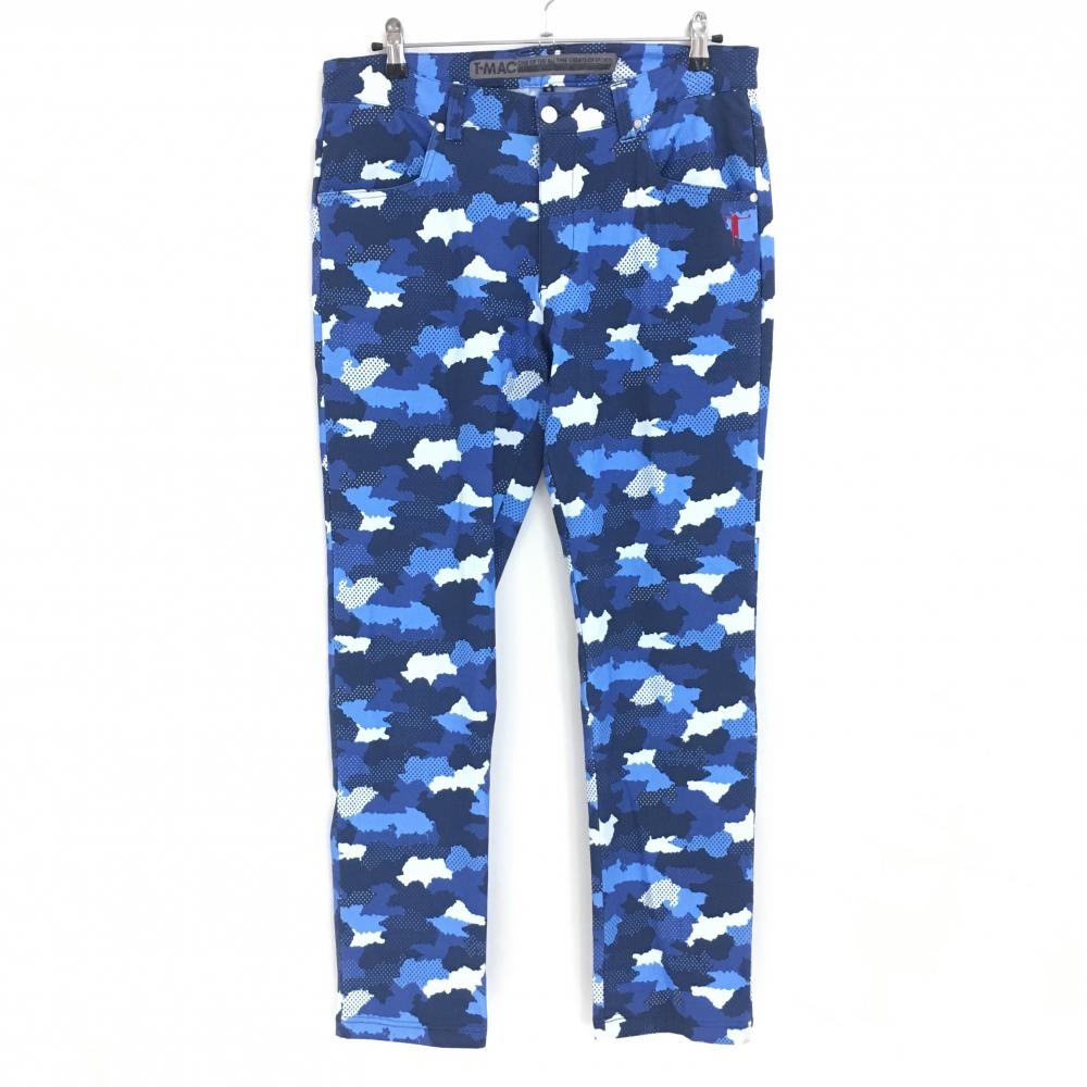 【超美品】ティーマック パンツ ネイビー×ライトブルー カモフラ 迷彩 裏起毛  メンズ 48 ゴルフウェア T-MAC