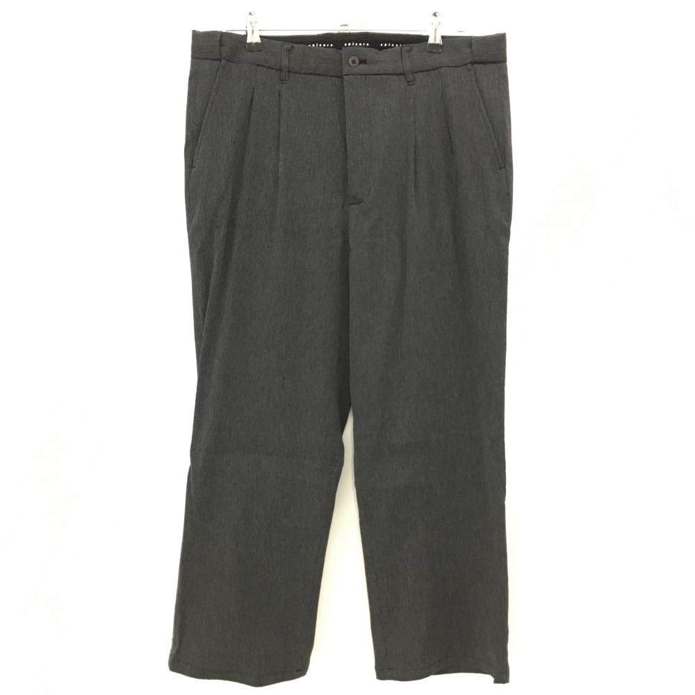 【超美品】エピキュール パンツ グレー×黒 細ストライプ 裏起毛 メンズ XXXL ゴルフウェア epicure