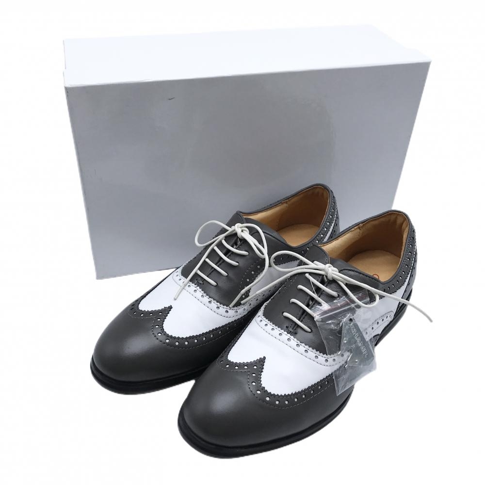 【新品】アジャスタブル ゴルフシューズ グレー×白 AJ-302  レディース 24.0 ゴルフウェア Adjustable