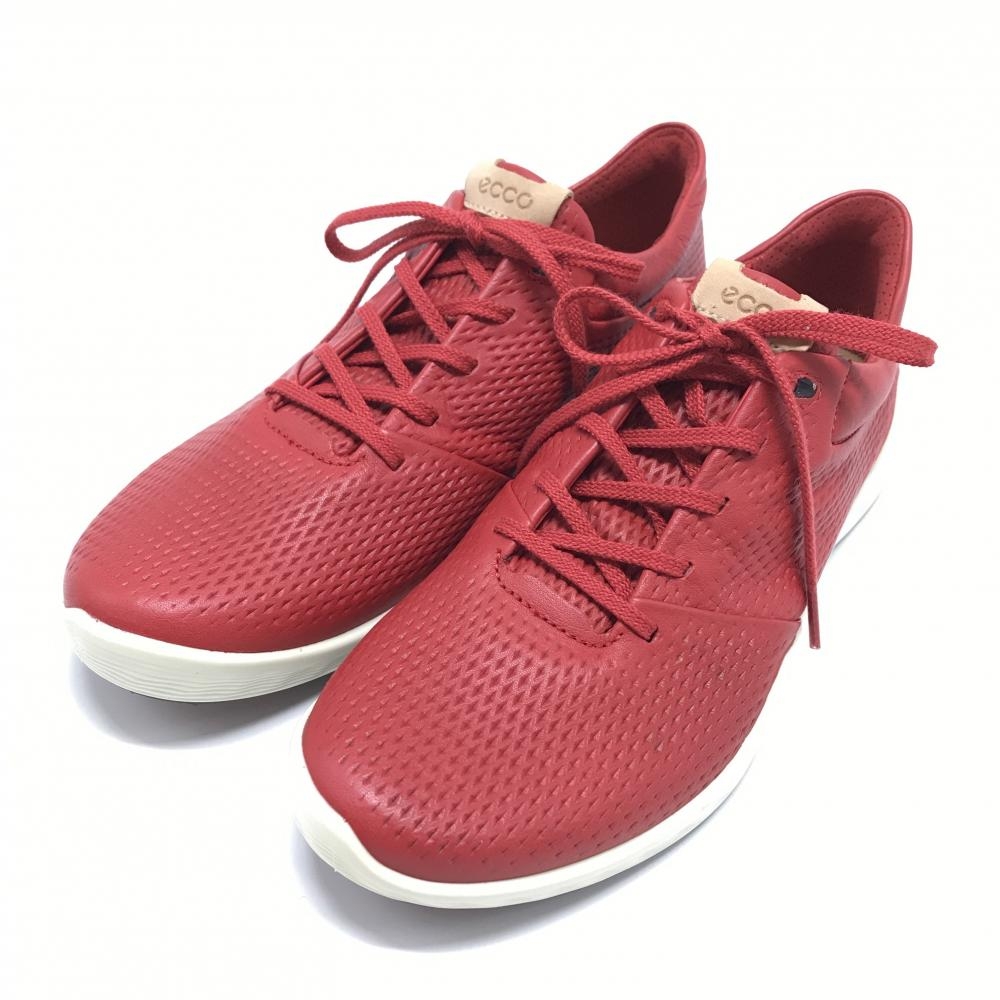 【美品】エコー ゴルフシューズ レッド 12190301046 スパイクレス  レディース 24.5 ゴルフウェア ecco