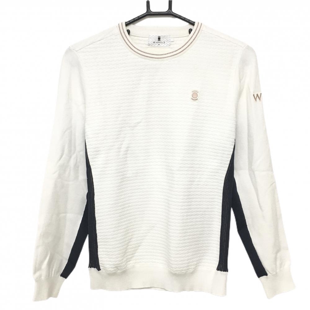 【美品】ワイドアングル セーター 白×黒 韓国モデル ニット  レディース 95(M) ゴルフウェア Ｗ.ANGLE