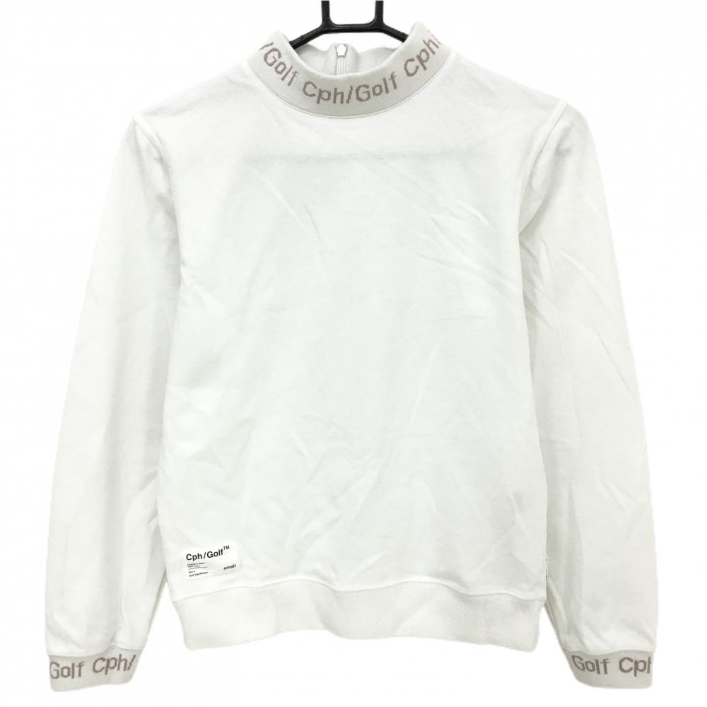 【美品】キャプテンズヘルム ハイネックトレーナー 白×ベージュ系 レディース SMALL ゴルフウェア Captains Helm Golf
