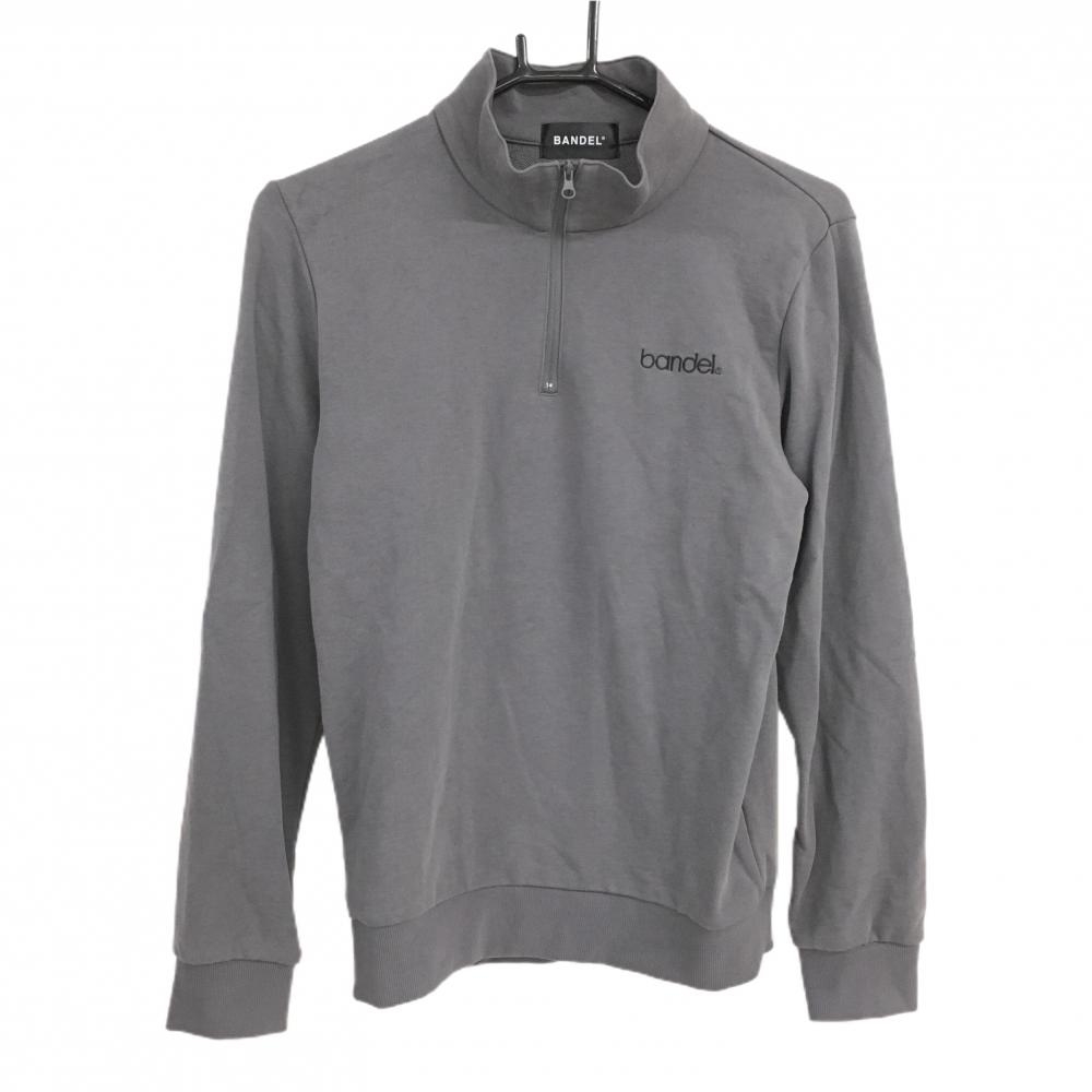 【美品】バンデル ハイネックトレーナー ダークグレー系 ハーフジップ 胸ロゴ刺しゅう レディース S ゴルフウェア 2026年モデル BANDEL
