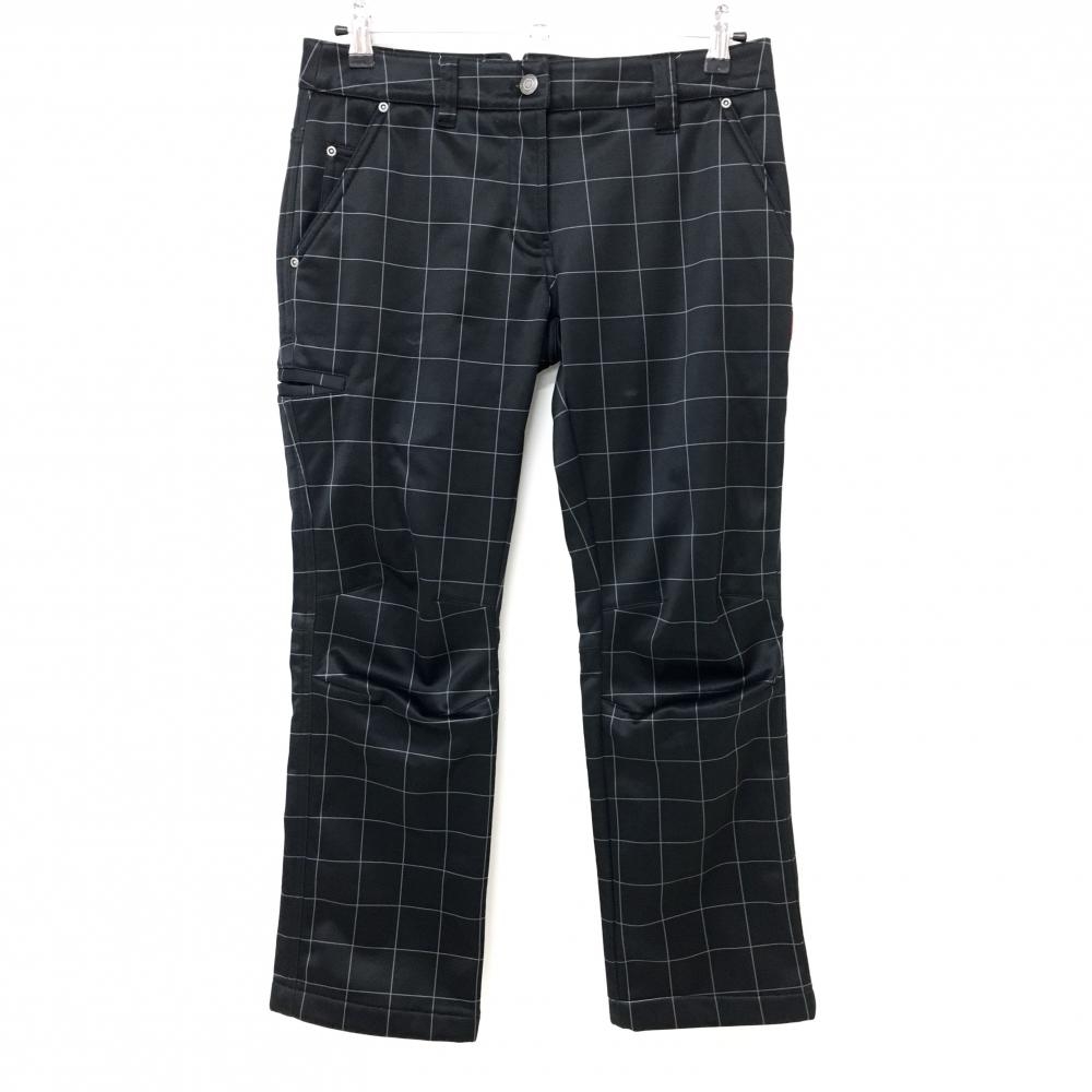 【超美品】ジーディーオーオリジナル パンツ 黒×ライトグレー チェック柄 裏起毛 レディース M ゴルフウェア GDO ORIGINAL