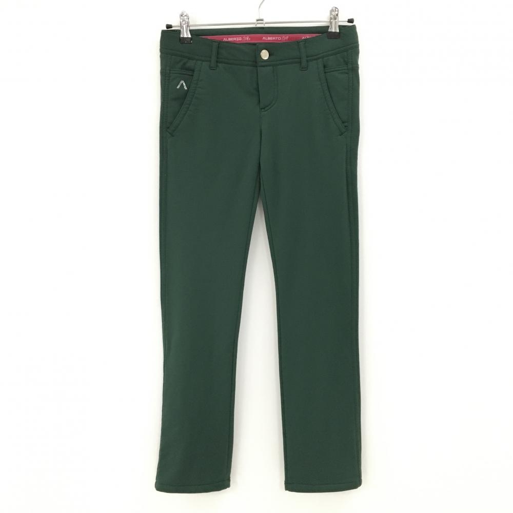 【超美品】アルベルトゴルフ パンツ グリーン 裏起毛 ストレッチ レディース 30 ゴルフウェア ALBERTO