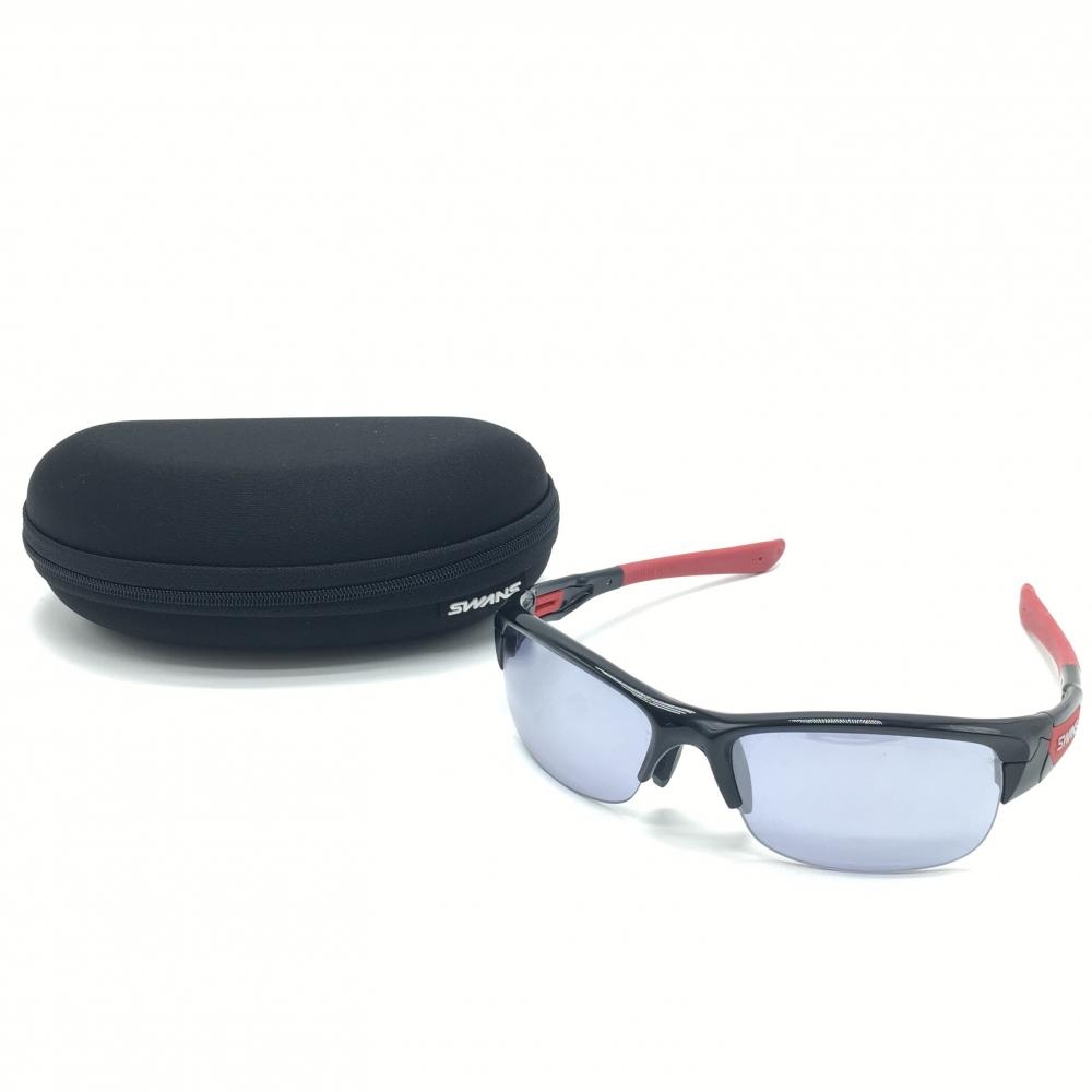 【美品】スワンズ サングラス 黒×レッド ULTRA LENS ケース付 レディース  ゴルフウェア SWANS