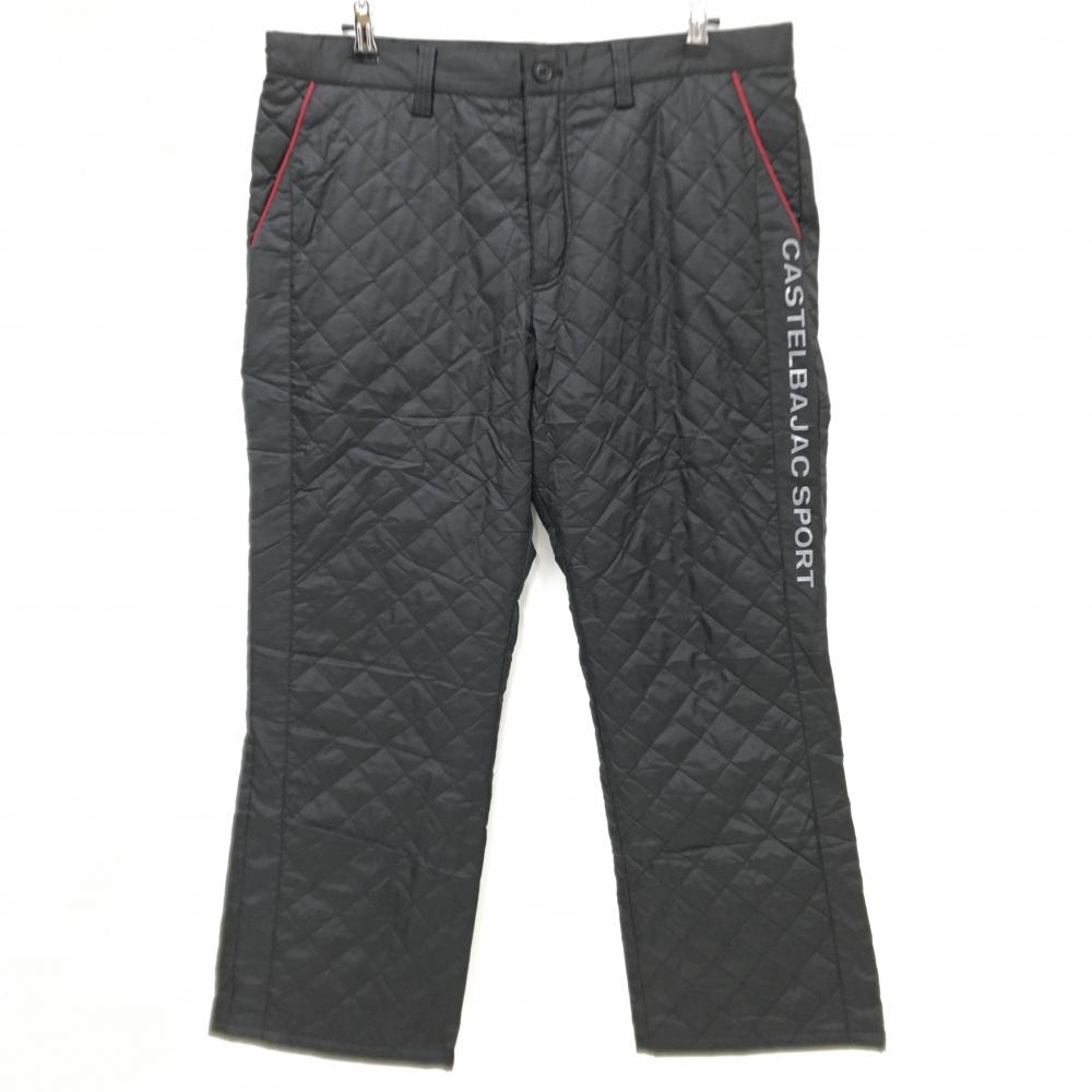 【超美品】カステルバジャック 中綿パンツ 黒 キルティング ロゴプリント メッシュ裏地  メンズ 52(2XL) ゴルフウェア CASTELBAJAC