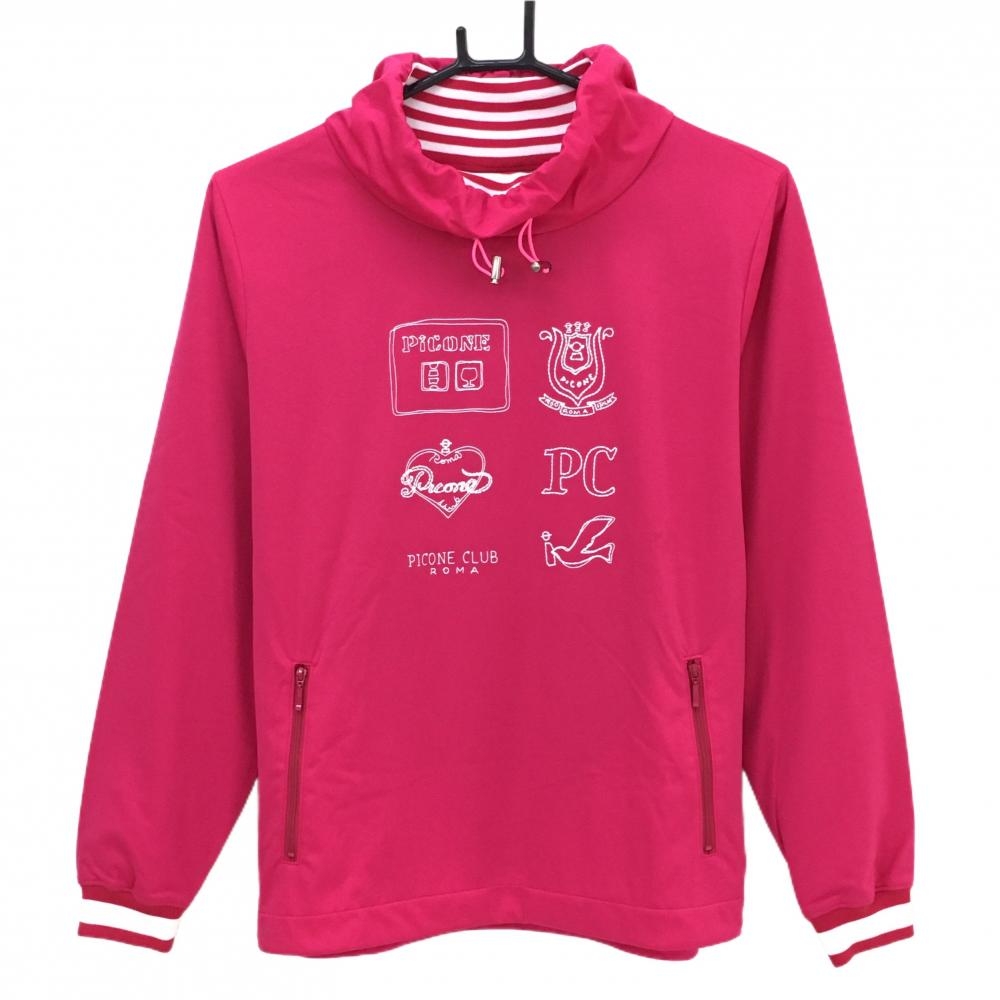 【美品】ピッコーネクラブ ハイネックブルゾン ピンク ネック・裾ドローコード 裏地付き レディース I(M) ゴルフウェア PICONE