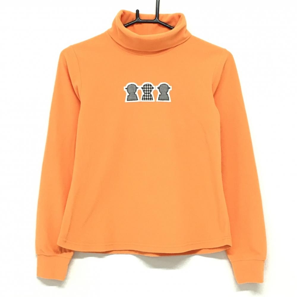 【美品】ピッコーネクラブ 長袖タートルネックシャツ オレンジ ワッペン 微起毛  レディース 0(S) ゴルフウェア PICONE