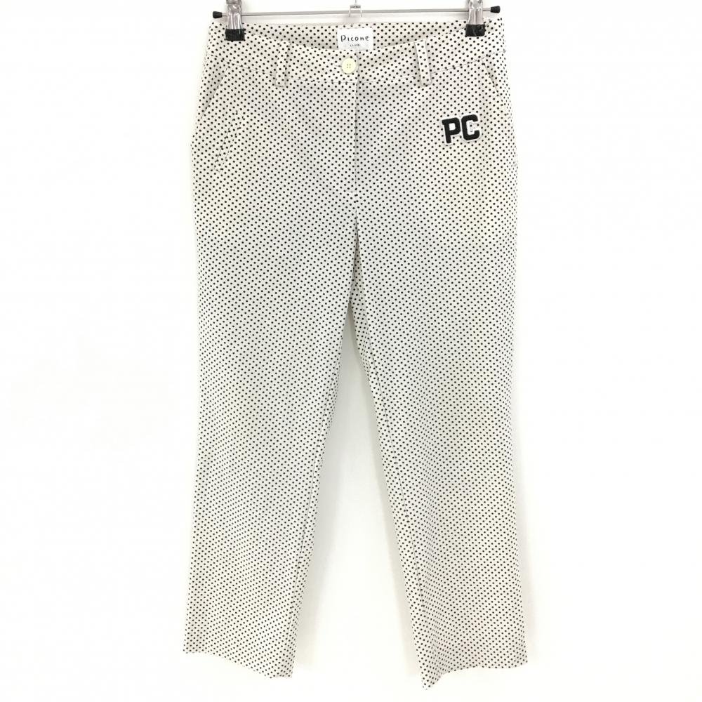【美品】ピッコーネクラブ 七分丈パンツ 白×黒 ドット柄 ロゴワッペン レディース 38(M) ゴルフウェア PICONE