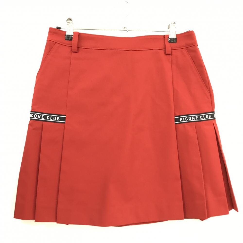 【超美品】ピッコーネ スカート レッド×黒 ロゴテープ サイドプリーツ  レディース 40 ゴルフウェア PICONE