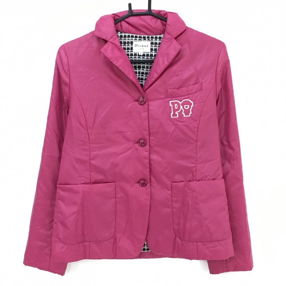 【超美品】ピッコーネ 中綿ジャケット ピンク 内側ロゴ総柄  レディース I(M) ゴルフウェア PICONE