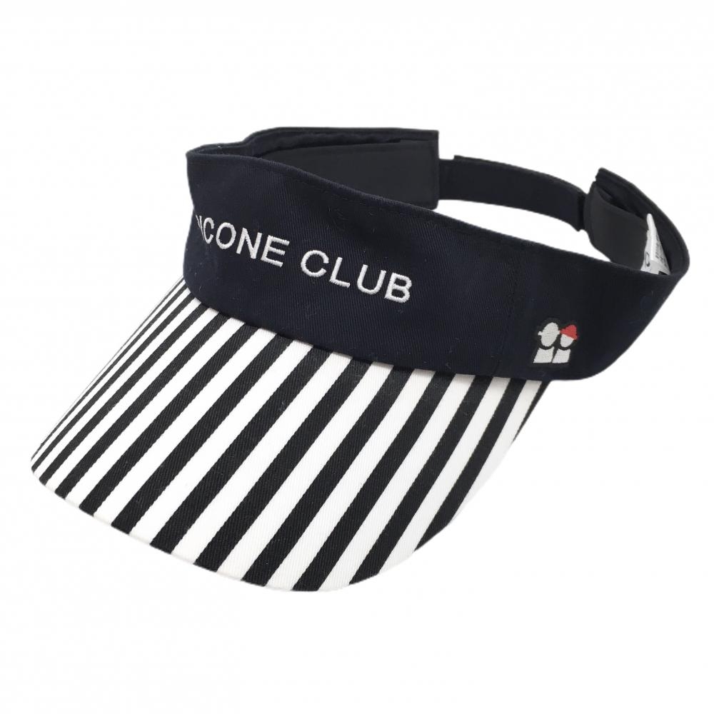 【美品】ピッコーネクラブ サンバイザー 黒×白 つばストライプ コットン100％  レディース  ゴルフウェア PICONE