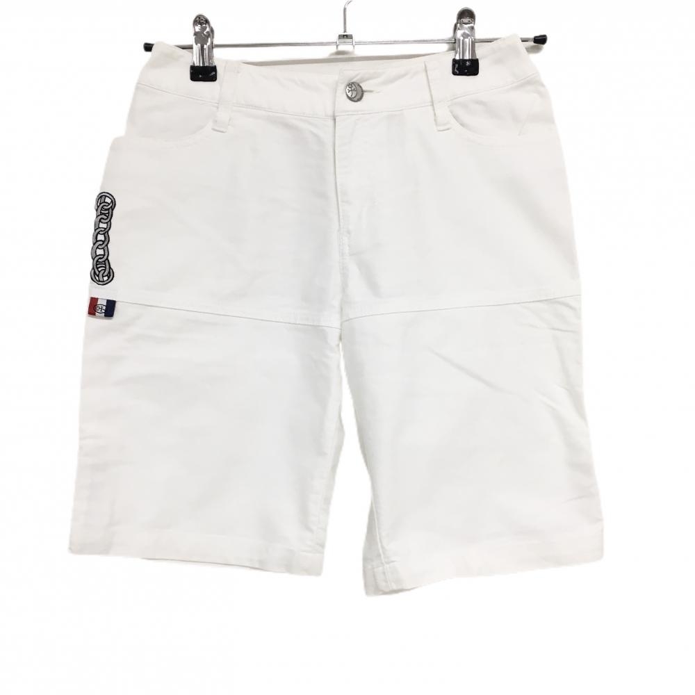 【美品】カステルバジャック ハーフパンツ 白 裾スリットトリコロール  レディース 7 ゴルフウェア CASTELBAJAC