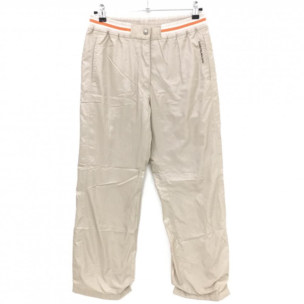 カステルバジャック パンツ ベージュ×オレンジ 裏起毛  レディース 2(M) ゴルフウェア CASTELBAJAC