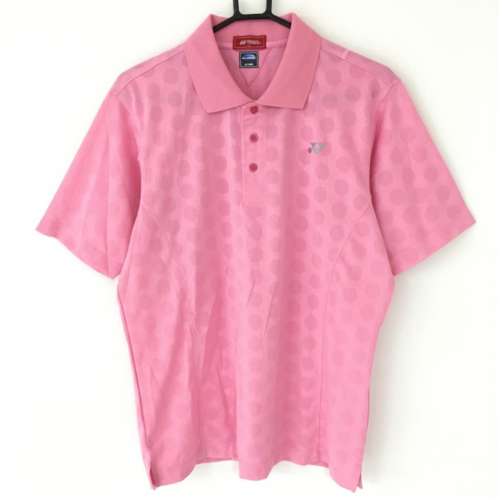 【美品】ヨネックス 半袖ポロシャツ ピンク ドット柄 総柄 サンプル品  メンズ L ゴルフウェア YONEX