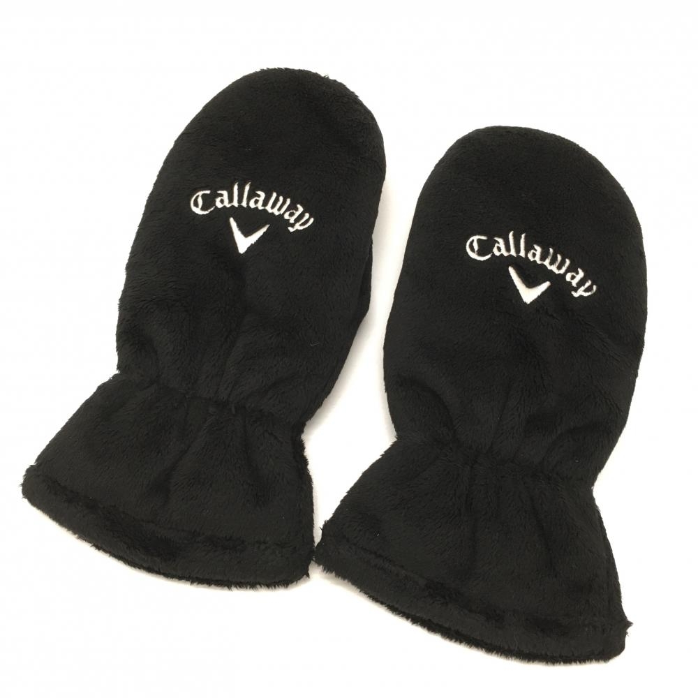 【超美品】キャロウェイ ミトングローブ 手袋 黒×白 ボア  レディース  ゴルフウェア Callaway