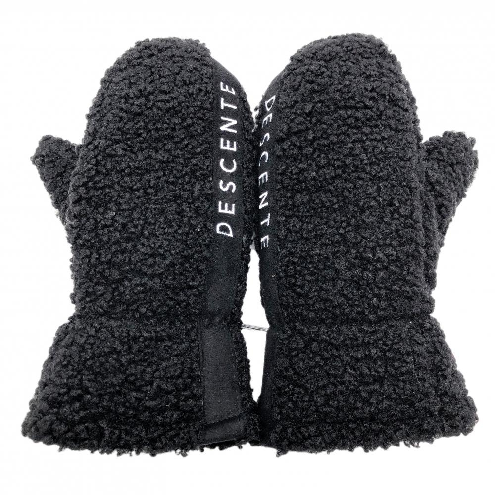 【超美品】デサントゴルフ 手袋 黒 ボア ミトングローブ 中田英寿 レディース  ゴルフウェア DESCENTE