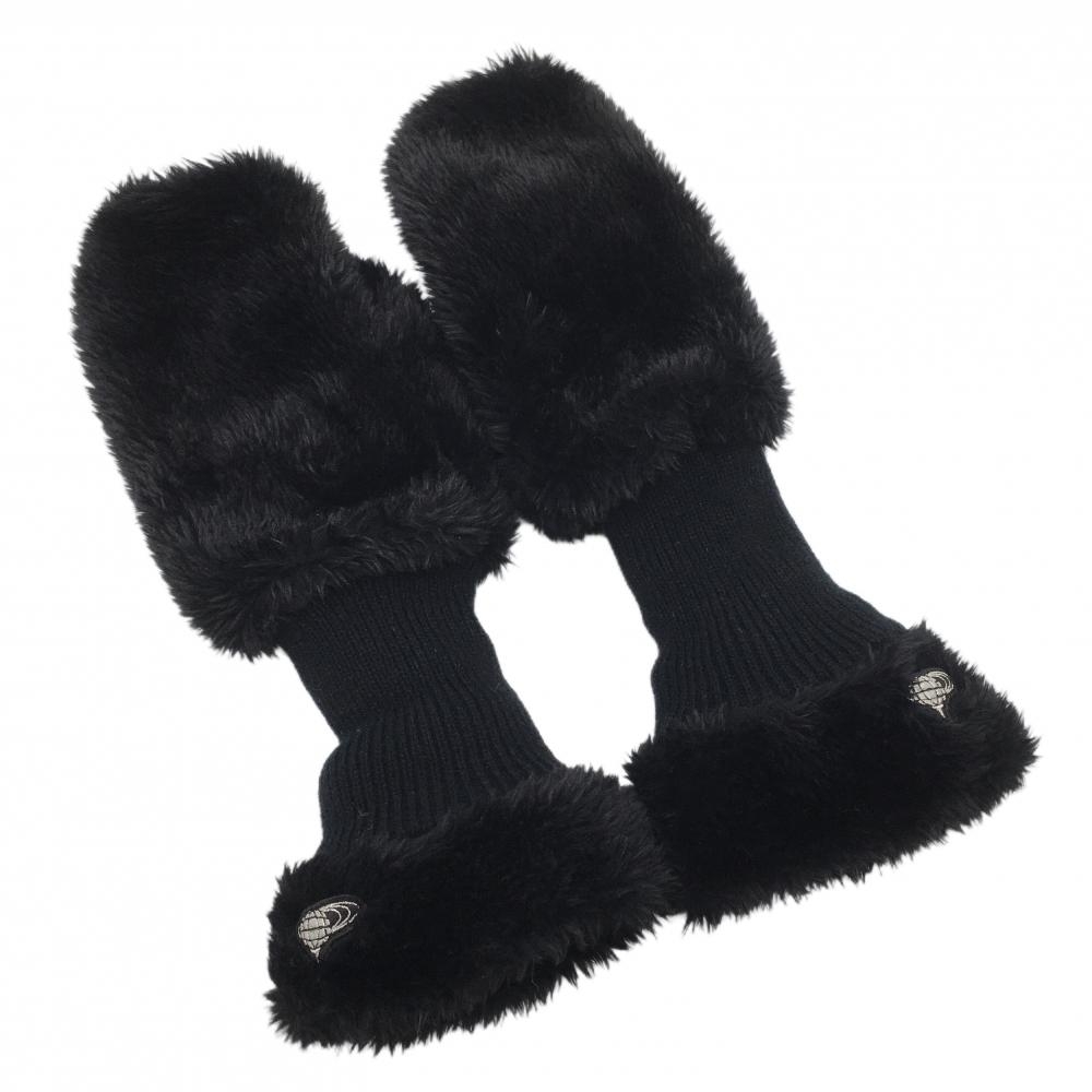 【美品】ビームスゴルフ 手袋 黒 ボア ミトングローブ 両手 レディース  ゴルフウェア BEAMS GOLF