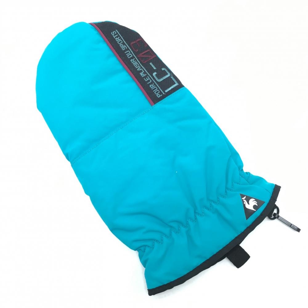 【超美品】ルコック 手袋 ミトングローブ ライトブルー×黒 裏微起毛 右手 レディース F ゴルフウェア le coq sportif