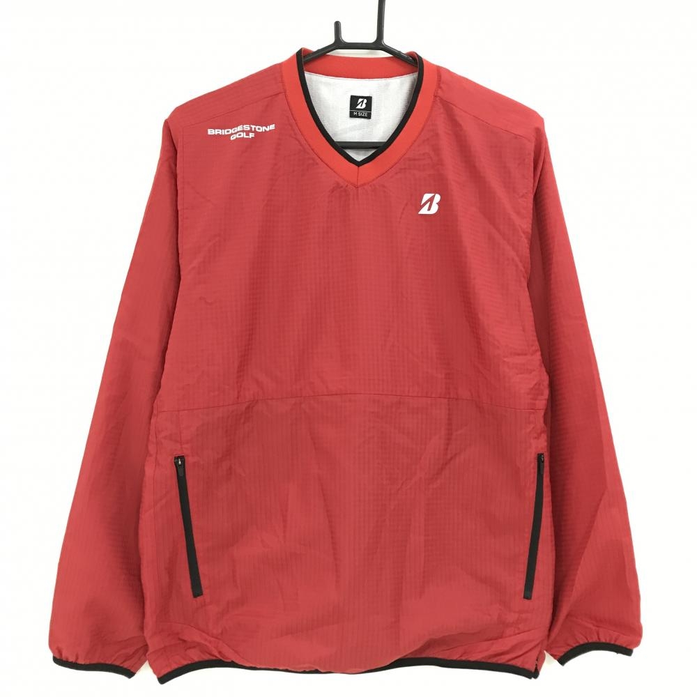 【美品】ブリヂストン スニード レッド系 地模様 蓄熱裏地 ブルゾン メンズ M ゴルフウェア Bridgestone