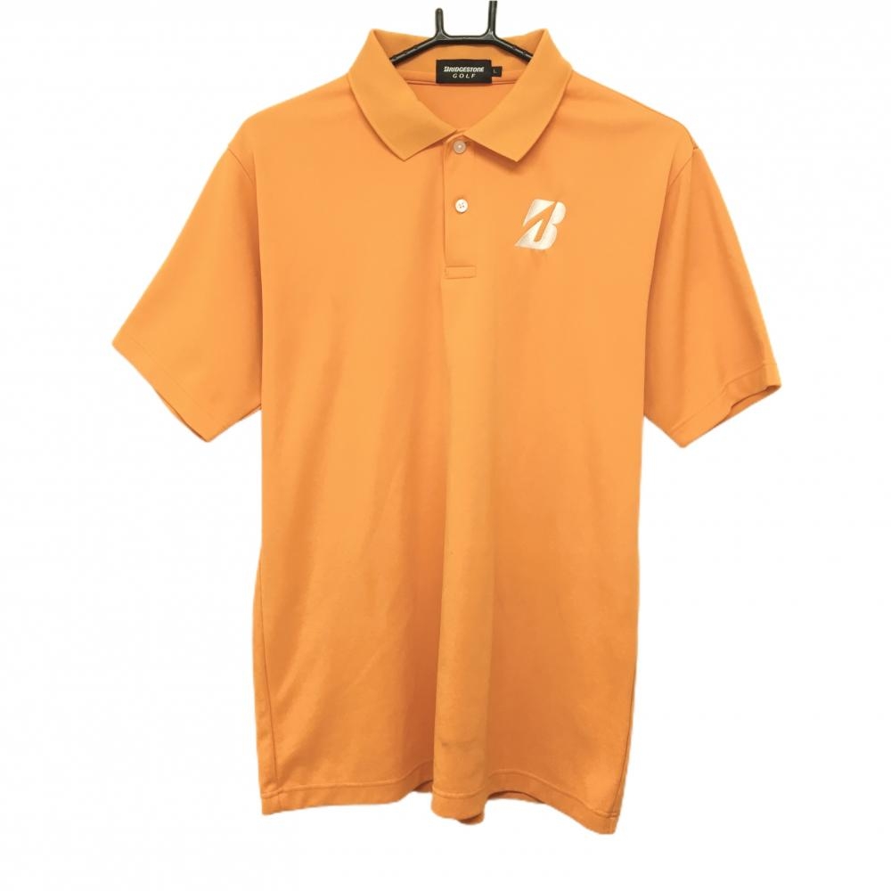 ブリヂストンゴルフ 半袖ポロシャツ オレンジ ロゴ刺しゅう白  メンズ L ゴルフウェア Bridgestone