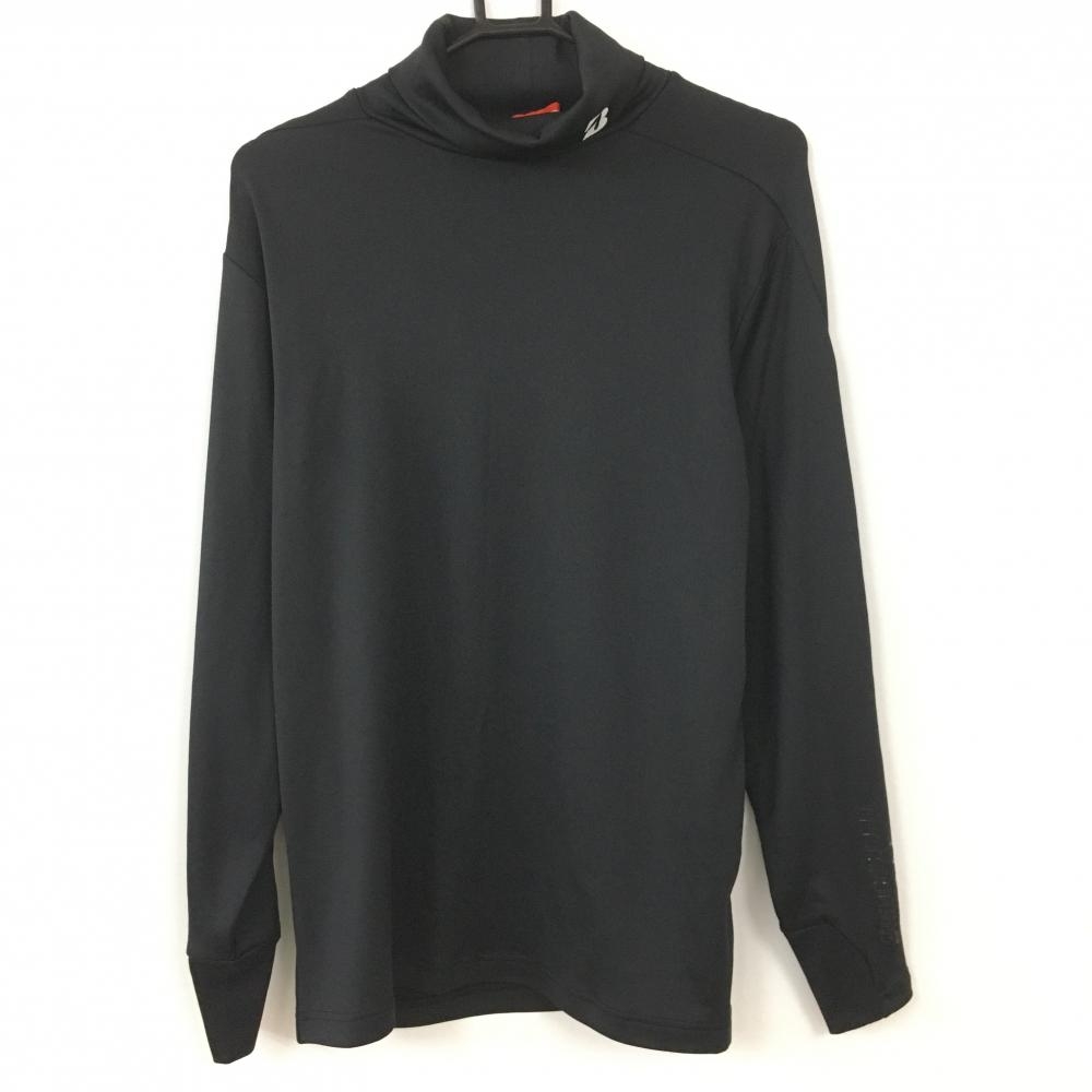【超美品】ブリヂストンゴルフ 長袖タートルネックシャツ 黒 裏微起毛 ハイネック メンズ M ゴルフウェア Bridgestone