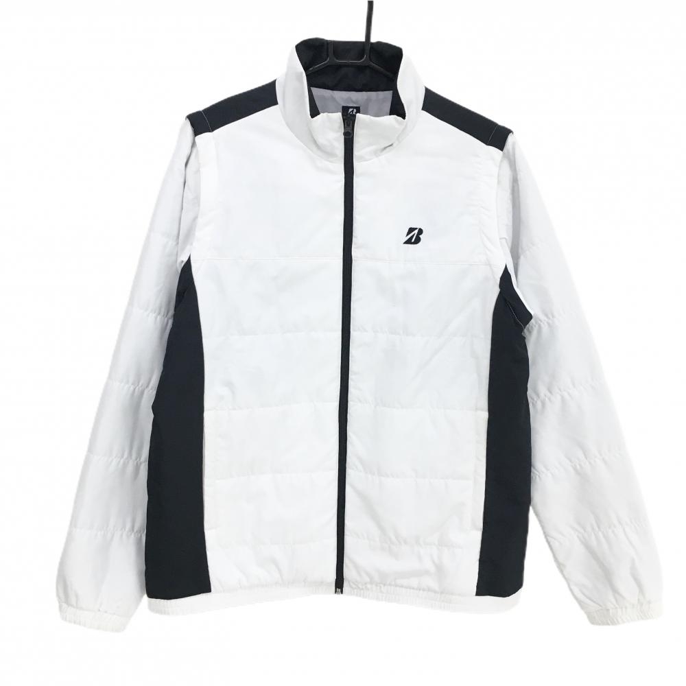 ブリヂストン 2WAY中綿ジャケット 白×黒 袖着脱可 胸ロゴ メンズ L ゴルフウェア Bridgestone