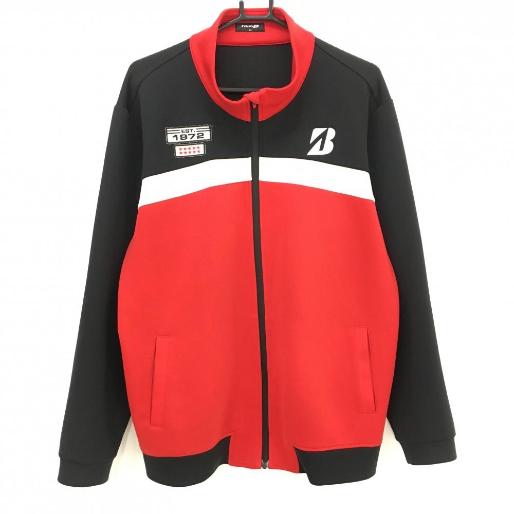ブリヂストンTOURB ジャケット レッド×黒 ワッペン メンズ 3L ゴルフウェア 大きいサイズ Bridgestone