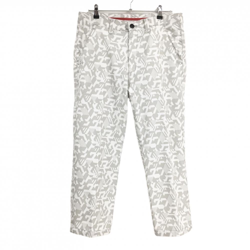 【美品】ブリヂストンゴルフ パンツ グレー×白 総柄 裏微起毛 メンズ 88 ゴルフウェア Bridgestone