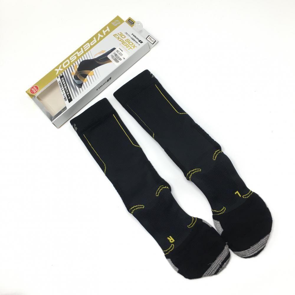 【新品】ブリヂストン ソックス 黒×イエロー HYPERSOX TOURB メンズ 25-27㎝ ゴルフウェア Bridgestone