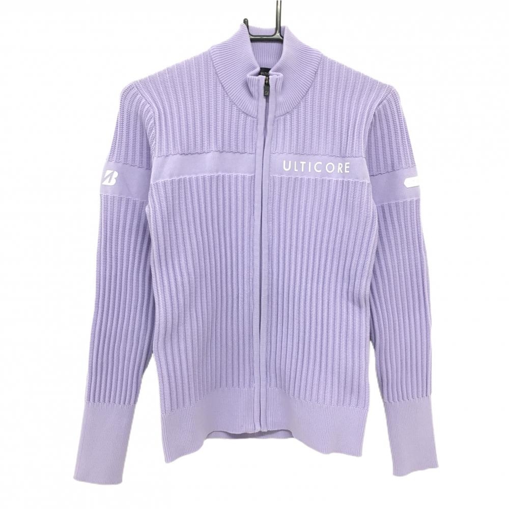 【新品】ブリヂストン ニットジャケット パープル 袖ロゴ 撥水 ULTICORE レディース M ゴルフウェア Bridgestone
