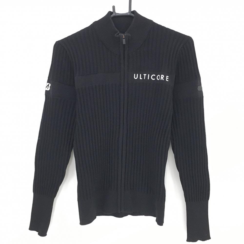 【美品】ブリヂストン ニットジャケット 黒 袖ロゴ ULTICORE  レディース M ゴルフウェア Bridgestone