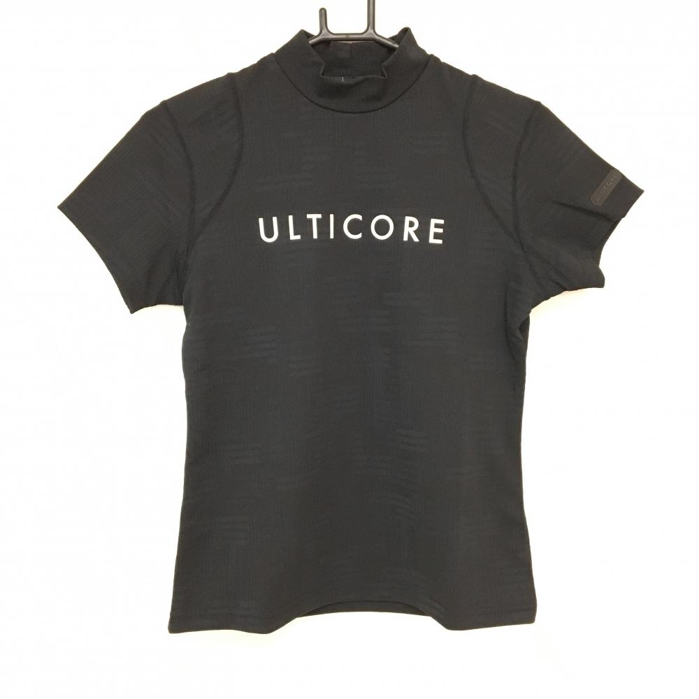 【新品】ブリヂストン 半袖ハイネックシャツ 黒 総柄地模様 ULTICORE レディース M ゴルフウェア Bridgestone