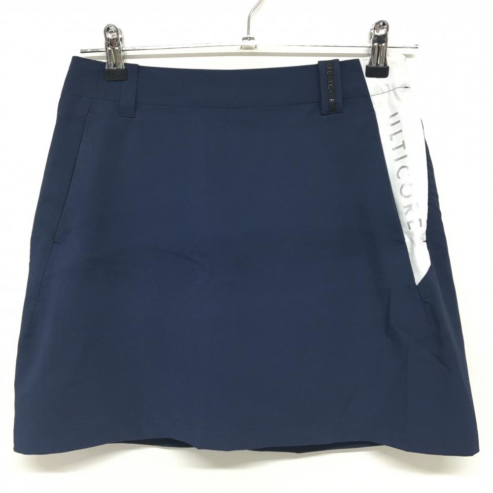 ブリヂストン スカート ネイビー×白 ULTICORE サイドプリント 内側インナーパンツ  レディース S ゴルフウェア Bridgestone