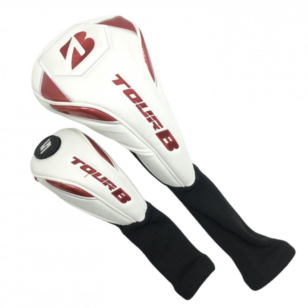 ブリヂストン ヘッドカバー2点セット(DR UT) 白×レッド TOURB ロゴ刺しゅう ゴルフ Bridgestone