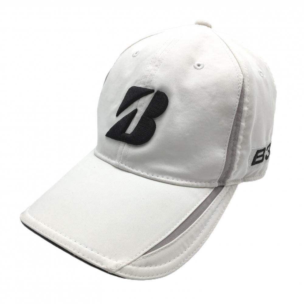 ブリヂストン キャップ 白×黒 ロゴ刺しゅう L(約57-60cm)  ゴルフウェア Bridgestone