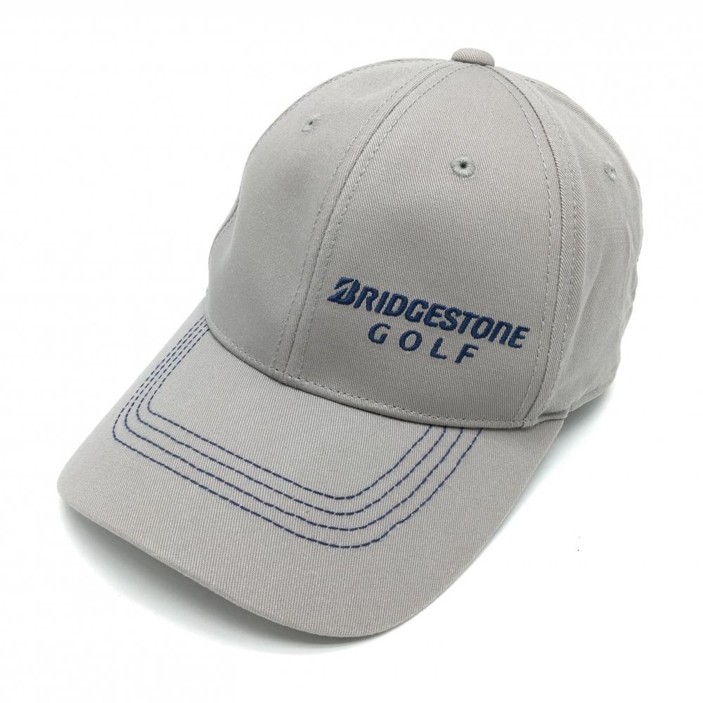 【超美品】ブリヂストンゴルフ キャップ グレー系×ネイビー ロゴ刺しゅう  フリーサイズ(約56-59cm)  ゴルフウェア Bridgestone