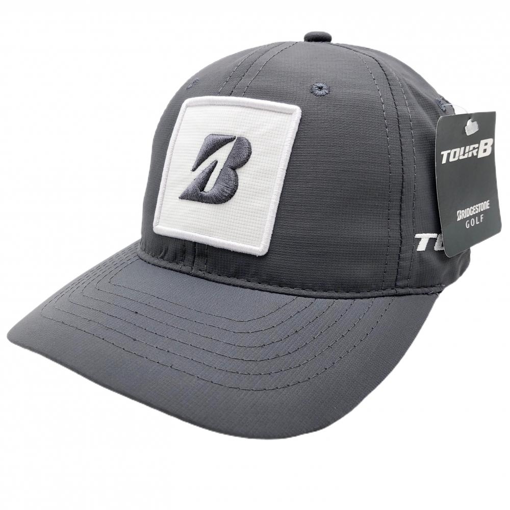 【新品】ブリヂストンTOURB キャップ グレー×白 ロゴ刺しゅう  ゴルフウェア Bridgestone
