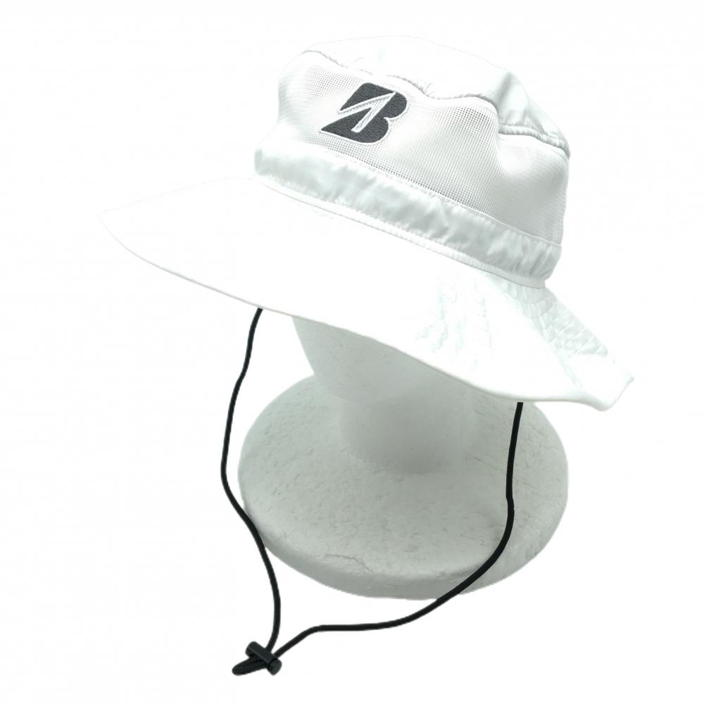 【美品】ブリヂストンゴルフ ハット 白×ダークグレー 一部メッシュ フリーサイズ(約59～60cm)   ゴルフウェア 2024年モデル Bridgestone