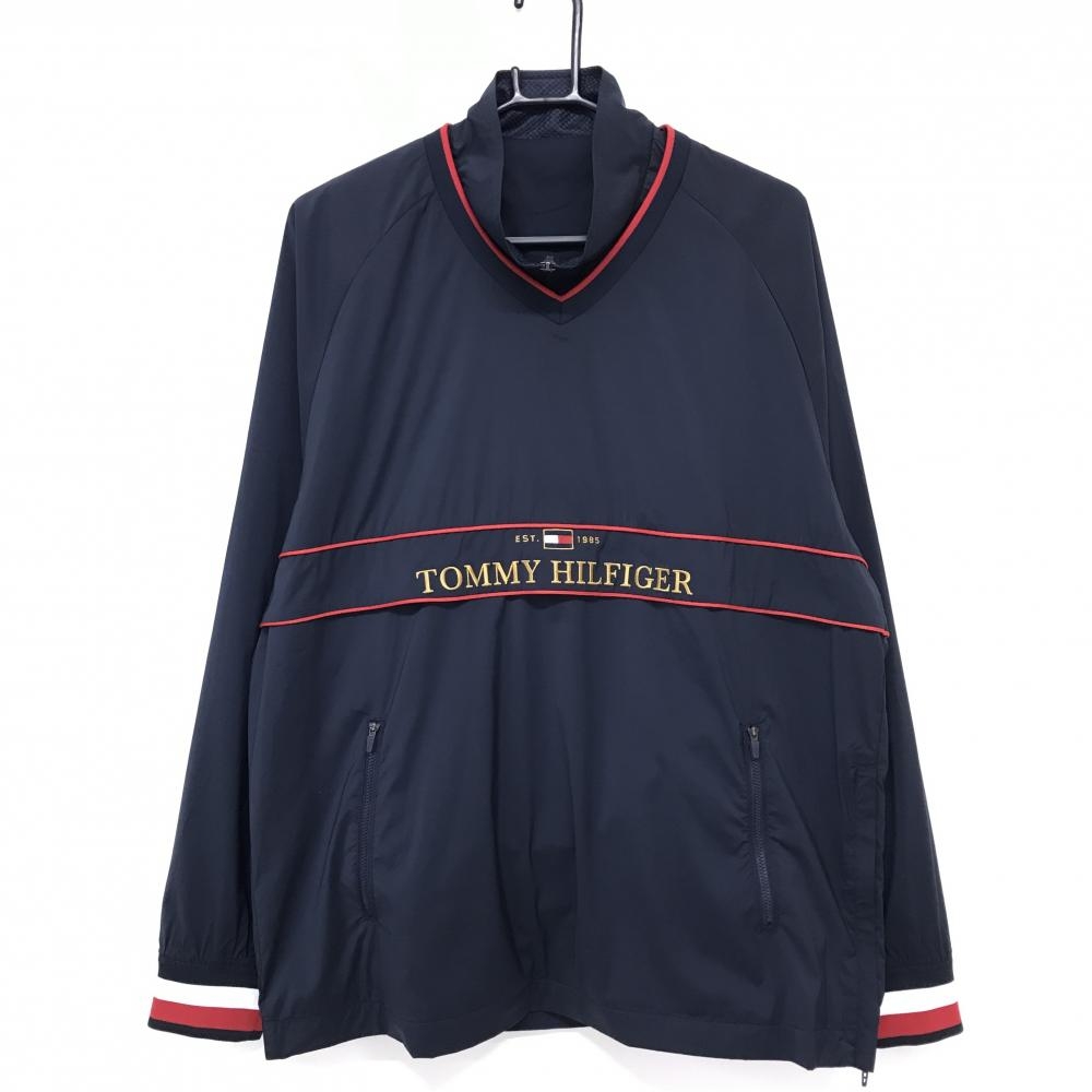 【美品】トミーヒルフィガー 2WAYスニード ネイビー×レッド ネック着脱可 Vネック ブルゾン メンズ XL ゴルフウェア Tommy Hilfiger Golf