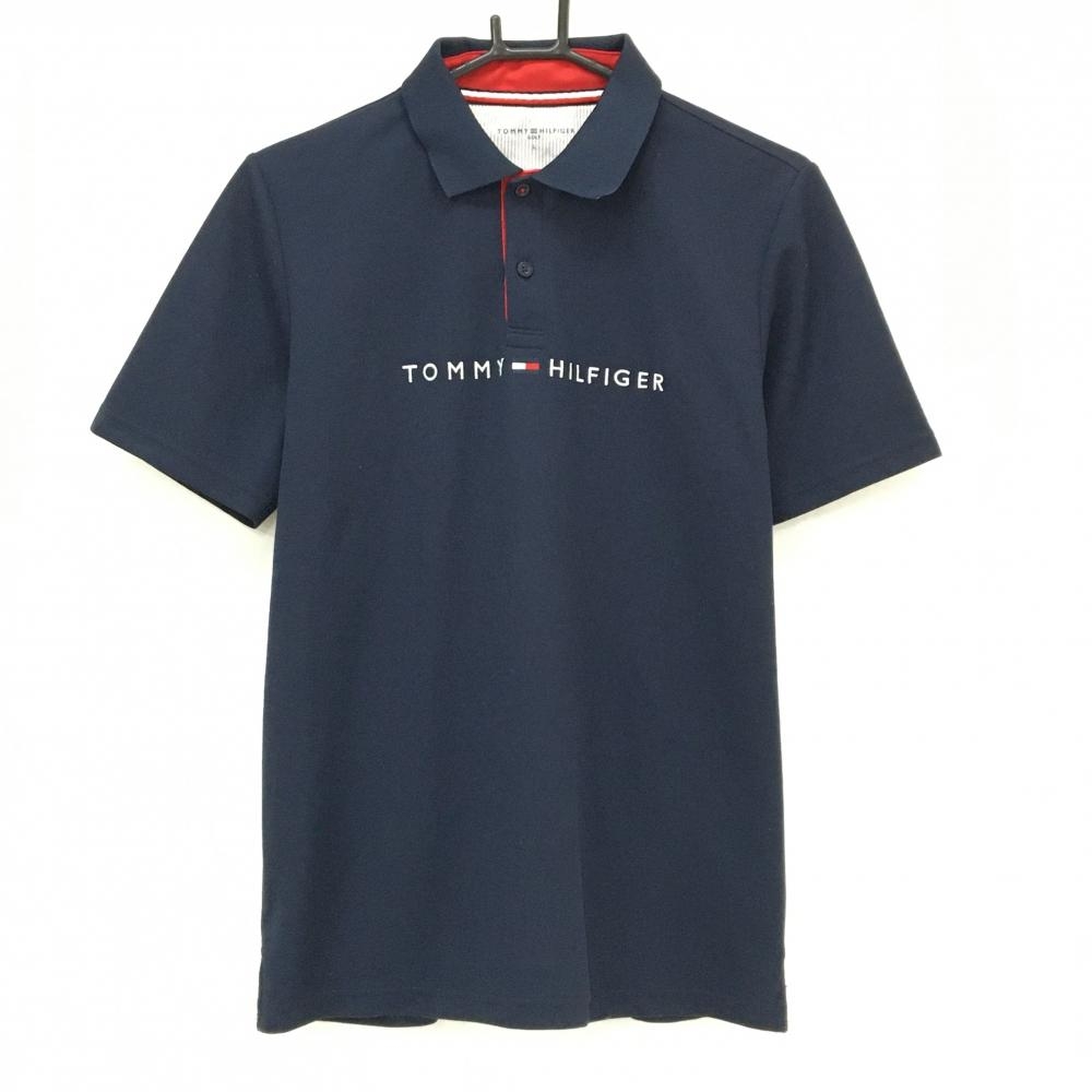 トミーヒルフィガー 半袖ポロシャツ ネイビー 胸ロゴ刺しゅう メンズ L ゴルフウェア Tommy Hilfiger Golf