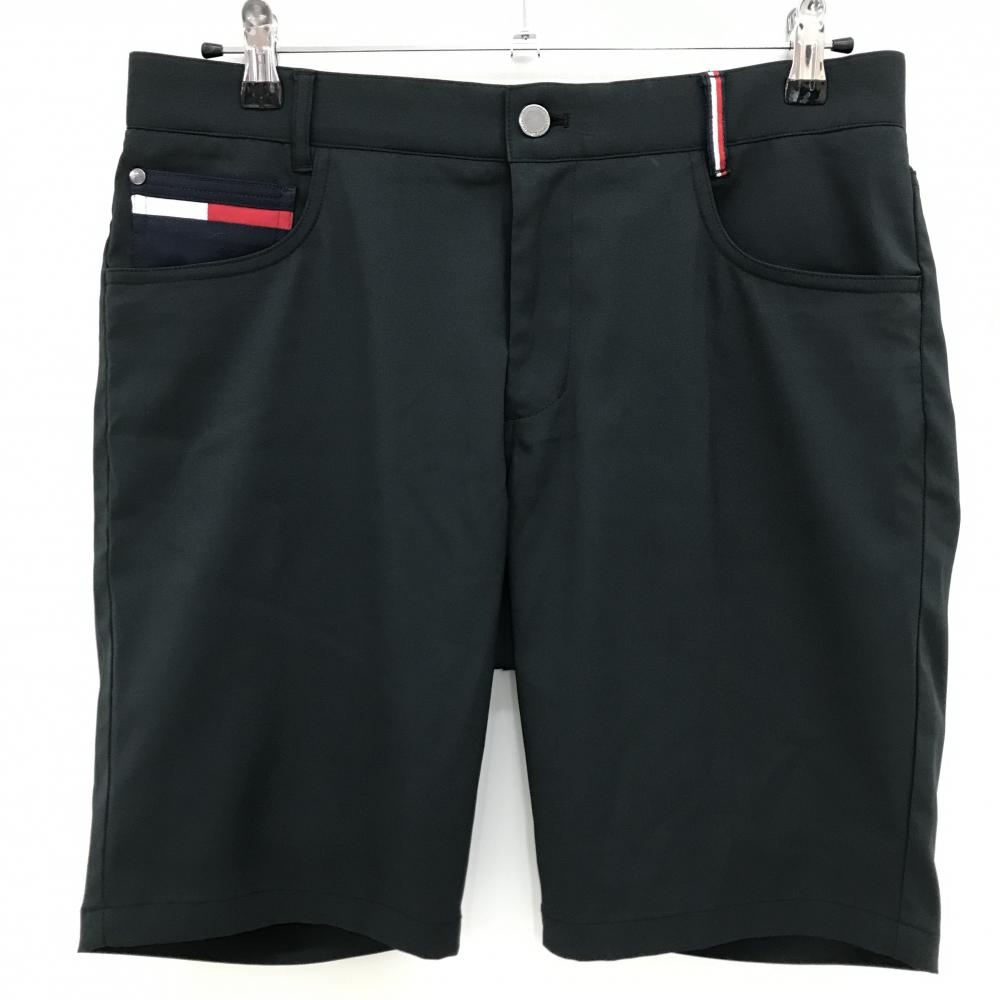 【超美品】トミーヒルフィガーゴルフ ハーフパンツ 黒 ロゴカラーポケット メンズ L ゴルフウェア Tommy Hilfiger Golf