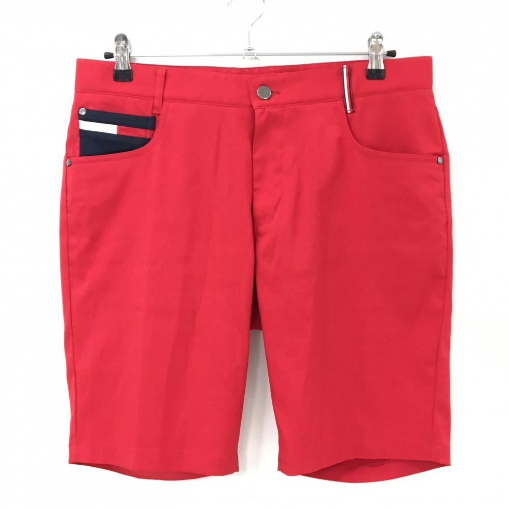 【超美品】トミーヒルフィガーゴルフ ハーフパンツ レッド 一部トリコロール メンズ L ゴルフウェア Tommy Hilfiger Golf